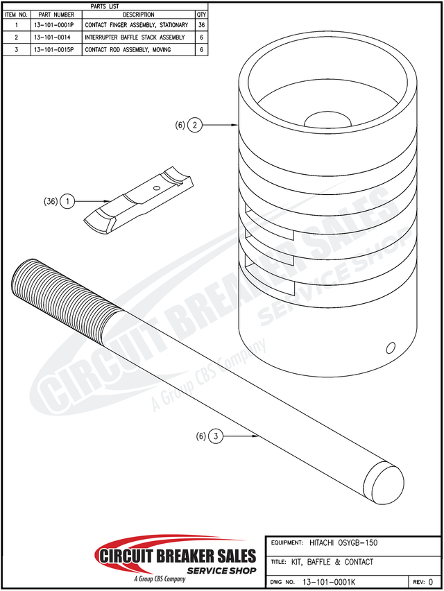 Hitachi Osygb 150 Kit Baffle Contacts - Primary image