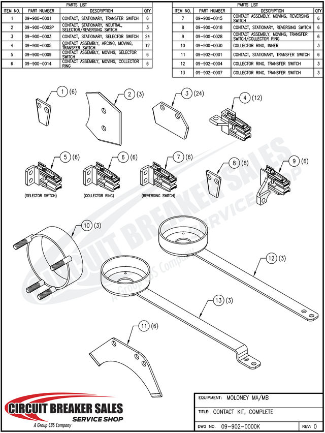 Moloney Ma Mb Ma1 Mb1 Stationary Selector Switch Contact - Primary image