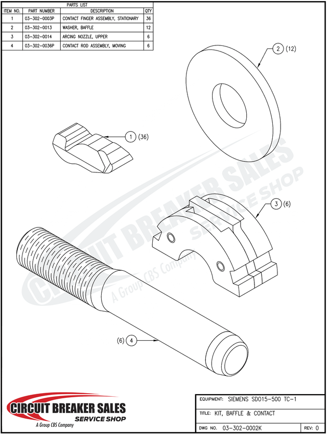 Siemens Sdo15 500 Tc 1 Kit Baffle Contacts For Sdo 15 500 Tc 1 - Primary image