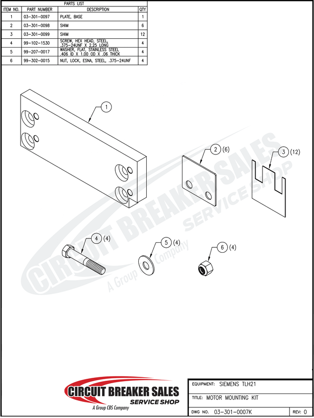 Siemens Tlh21 Motor Mount Kit Shim - Primary image