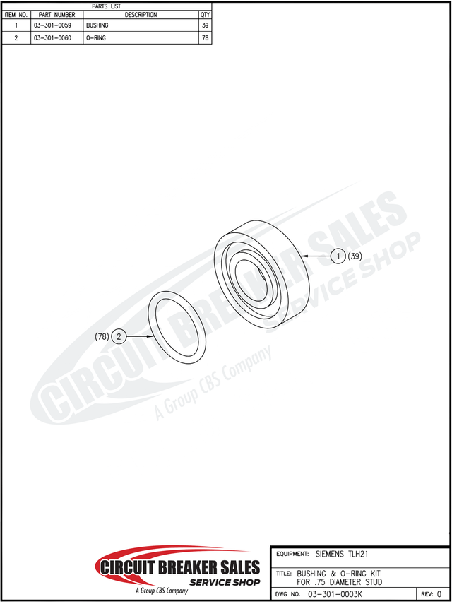 Siemens Tlh21 O Ring Bushing Kit Bushing - Primary image