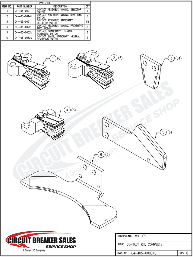 Westinghouse Urs Series Moving Reversing Switch Contact Assembly - Primary image