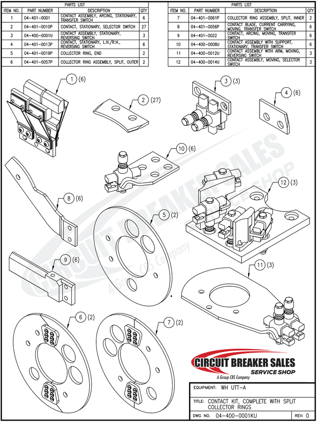 Westinghouse Utt A Series Utt B Series Arcing Stationary Contact - Primary image