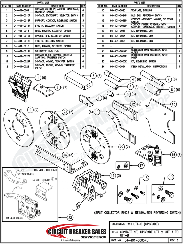 Westinghouse Utt B Series Contact Support Reversing Switch - Primary image