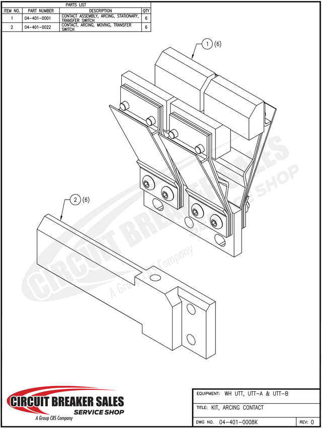 Westinghouse Utt B Series Kit Westinghouse Arcing Contact Kit - Primary image