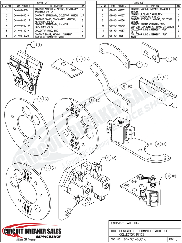 Westinghouse Utt B Series Stationary Reversing Switch Contact - Primary image
