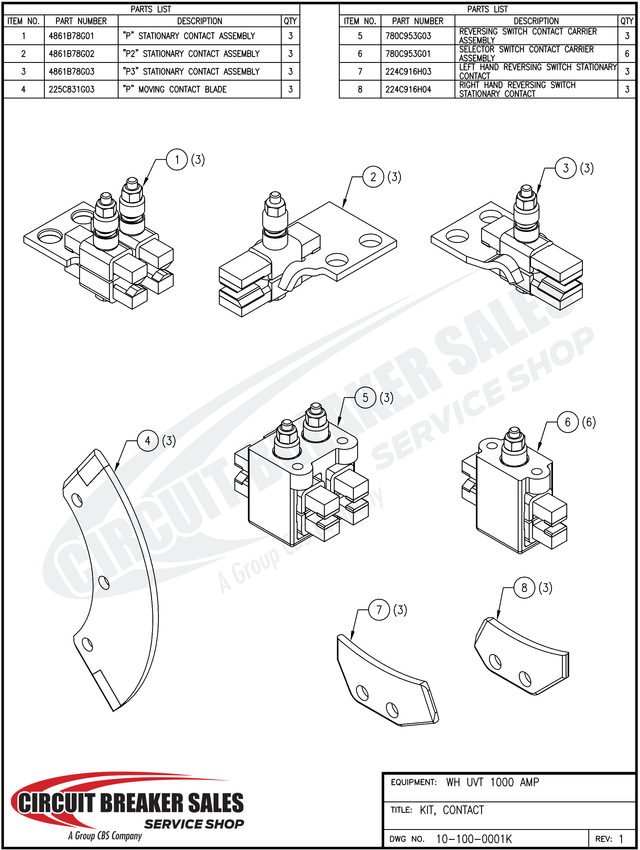 Westinghouse Uvt 1000 Amp Series Moving Contact Blade - Primary image