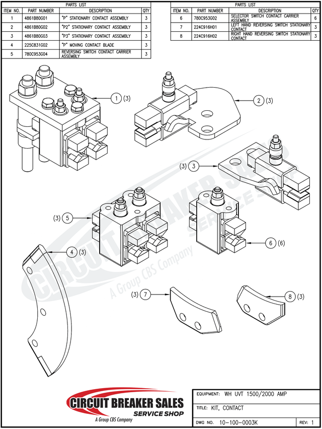 Westinghouse Uvt 1500 2000 Amp Series Moving Contact Blade - Primary image